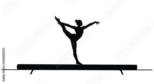 Photos gymnast performing on balance beam black silhouette