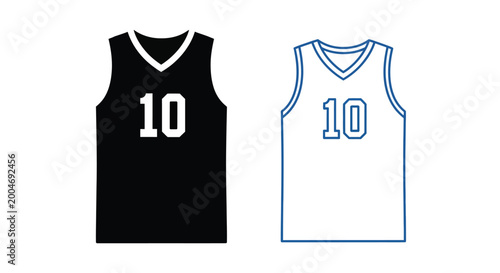 basketball jersey silhouettes with number ten black and white