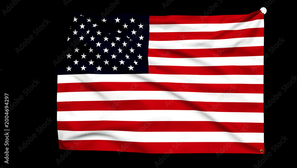 Obraz premium A large United States flag waving in the wind.