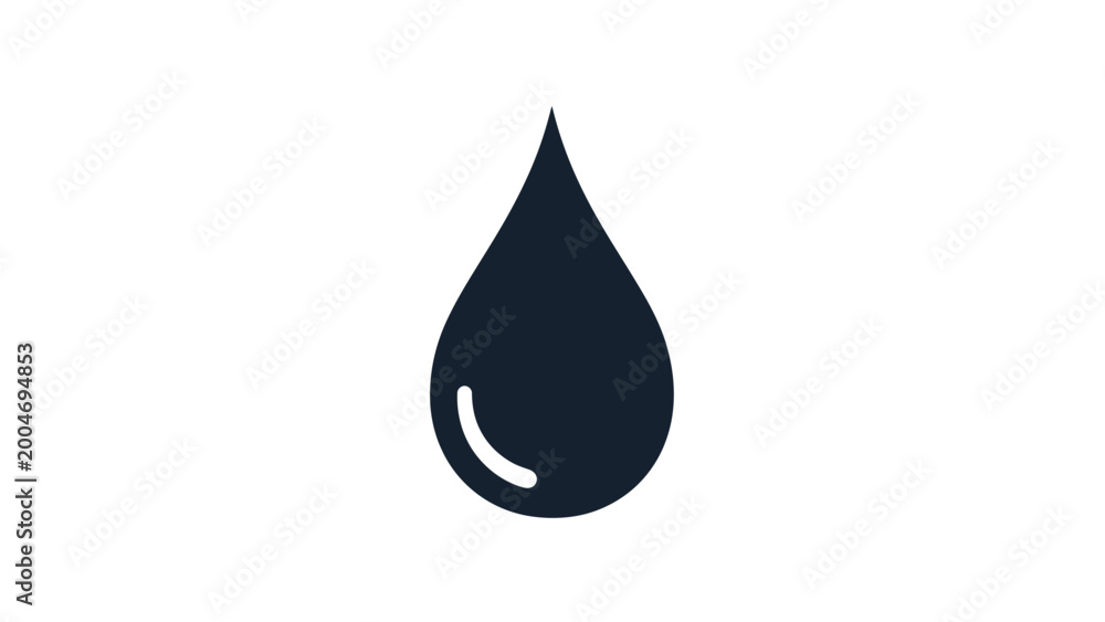 Fototapeta premium A single dark blue water drop icon against a white background