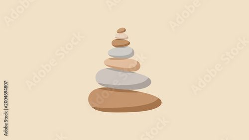 A stack of smooth, rounded stones in earthy tones on a neutral background