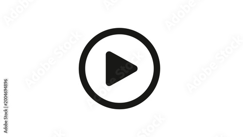 Simple black play button icon on white background