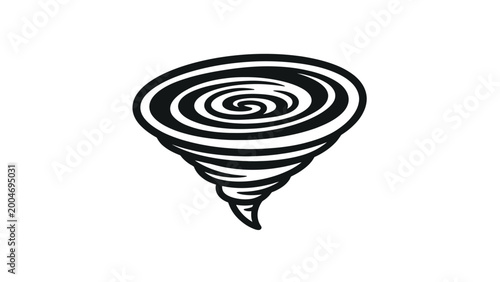 Foto Black stylized swirling funnel cloud or tornado graphic