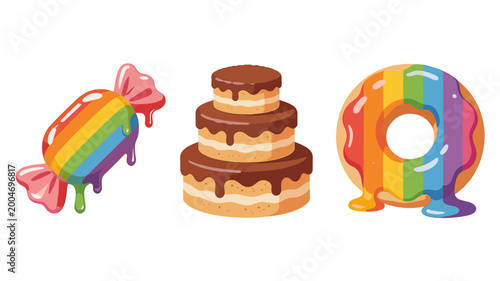 This vibrant image of a rainbow candy evokes feelings of joy and indulgence. Perfect for illustrating concepts of happiness, celebrations, or sweet pr