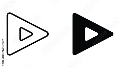 Free Download Black and white play button icon with outline triangle - GFXLoad