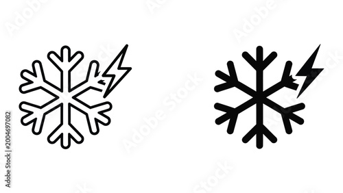Εκτύπωση καμβά Black and white snowflake with lightning bolt vector icons