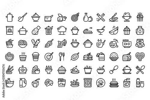 Set of hand drawn kitchen and cooking utensil icons