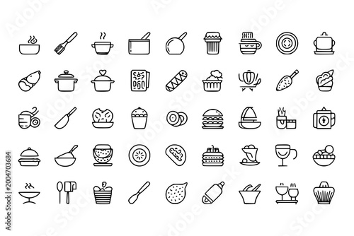 Kitchen and culinary doodle icon collection