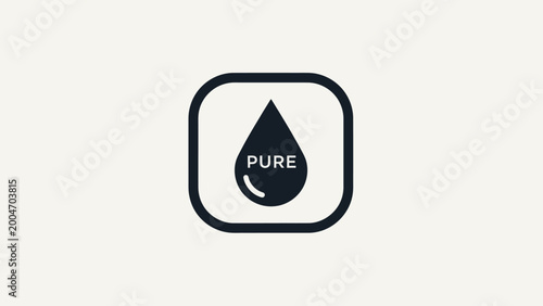 Quadro su tela A dark droplet icon with the word PURE inside is set against a light backgroun