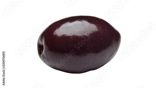 Foto Single dark purple olive with smooth shiny skin, isolated on transparent backgro