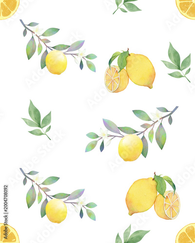 Hand-Painted Lemon Seamless Pattern 