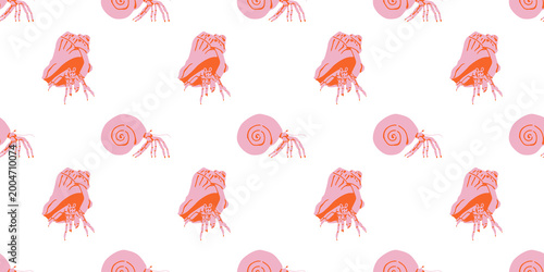 Photos Hermit crab sea shell seamless pattern