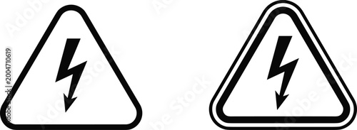 Tableau sur toile Electrical hazard warning silhouette illustration set, vector design for safety