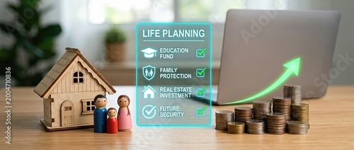 Life planning strategies for homeowners education family protection real estate investment insights office setting financial security concept