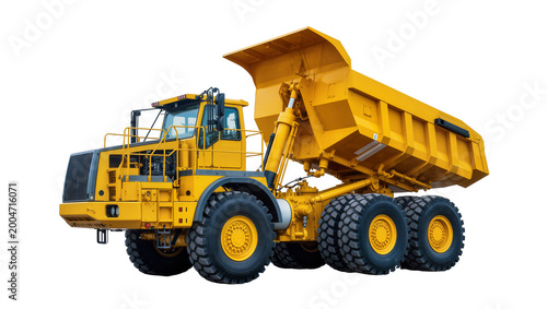 Photos Massive yellow articulated dump truck with large tires, isolated on transparent