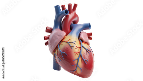 Konstfotografi Detailed human heart anatomy with red and blue vessels, isolated on transparent
