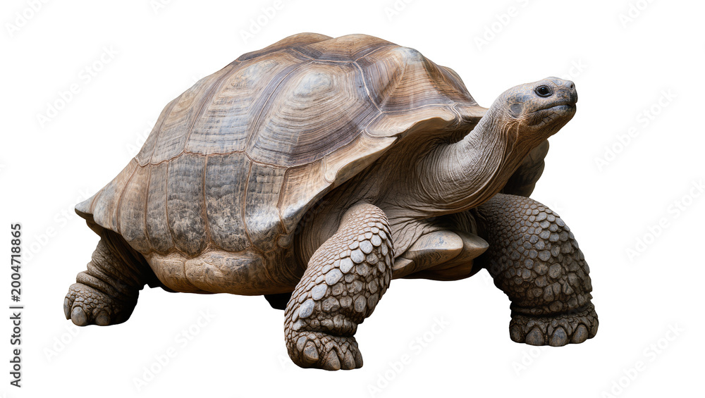 Obraz premium Giant tortoise with textured shell and scaly legs, isolated on transparent background