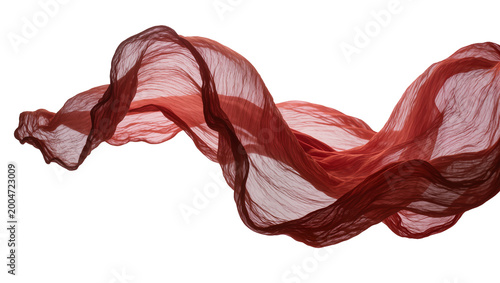 Tableau sur toile Flowing sheer red fabric with gradient color, isolated on transparent background