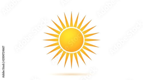 Bright Yellow Sun with Sharp Rays on a White Background ai generated