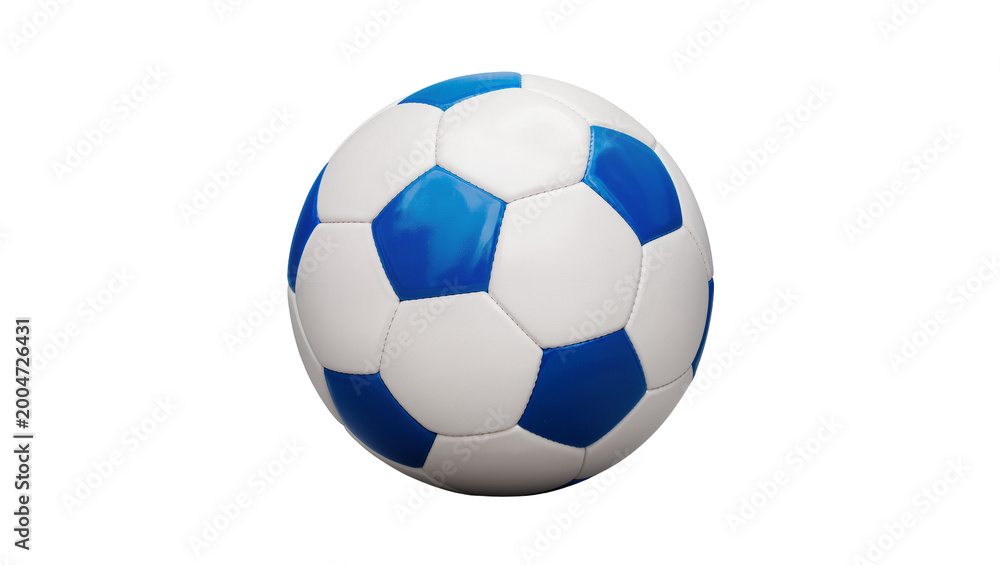 Fototapeta premium Classic blue and white soccer ball, isolated on transparent background