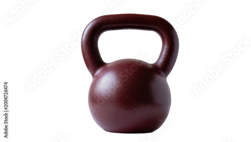 Tablou pe pânză Dark red cast iron kettlebell for fitness training, isolated on transparent back