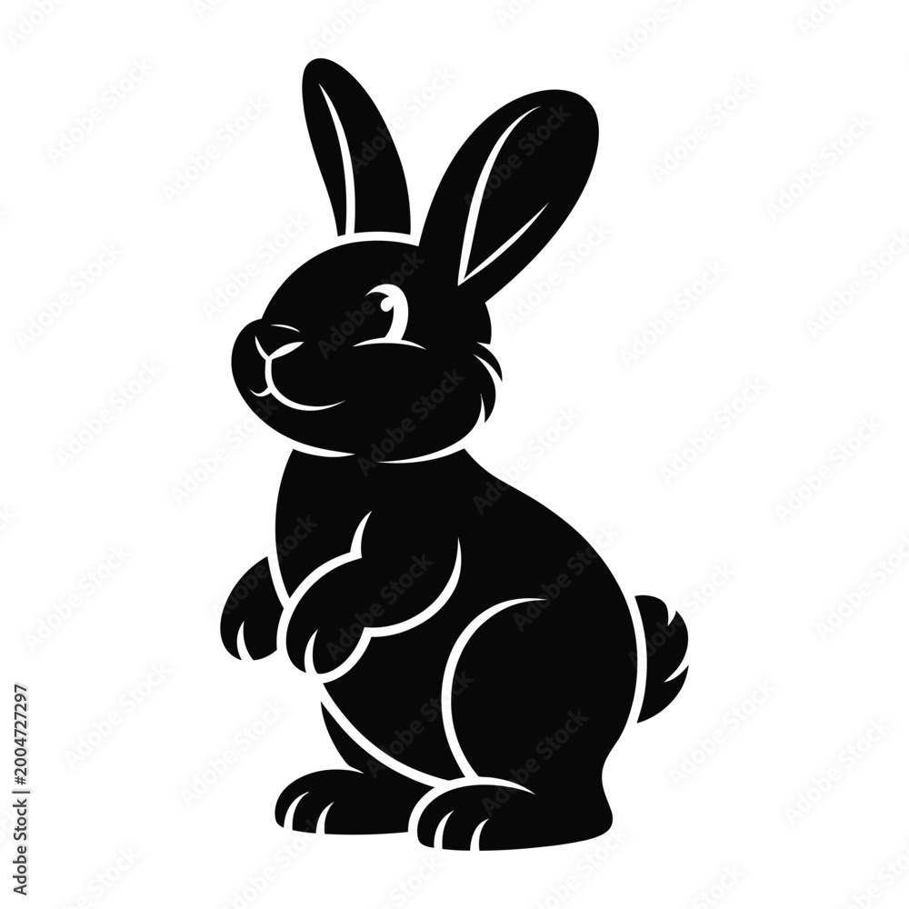 Obraz premium Black rabbit silhouette in a sitting pose simple graphic design silhouette high quality professional