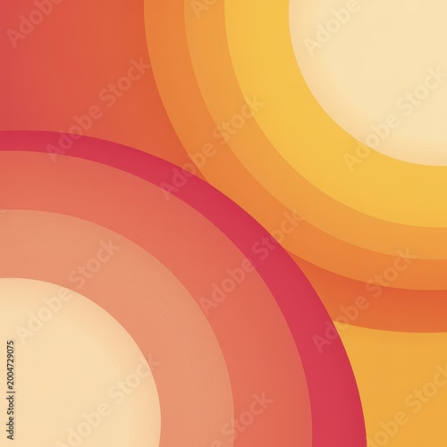 Abstract circular gradient shapes in warm orange and yellow tones with smooth overlapping arcs creating vibrant modern background and energetic summer atmosphere