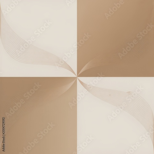 Abstract geometric background with curved line waves radiating from center in beige and brown tones minimal elegant design
