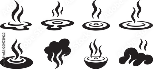 Photography Collection of steam smoke or hot spring symbol