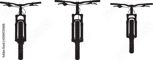 Canvastavla Front view silhouette of a mountain bike with knobby tire and handlebars