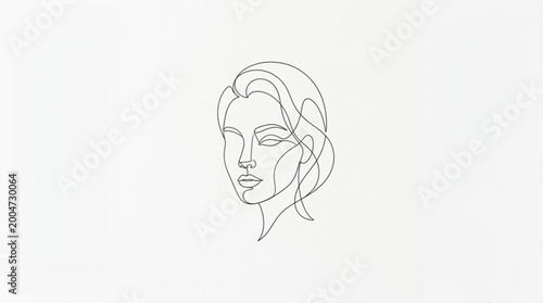 Minimalist continuous line drawing of an abstract female face for modern aesthetic wall art