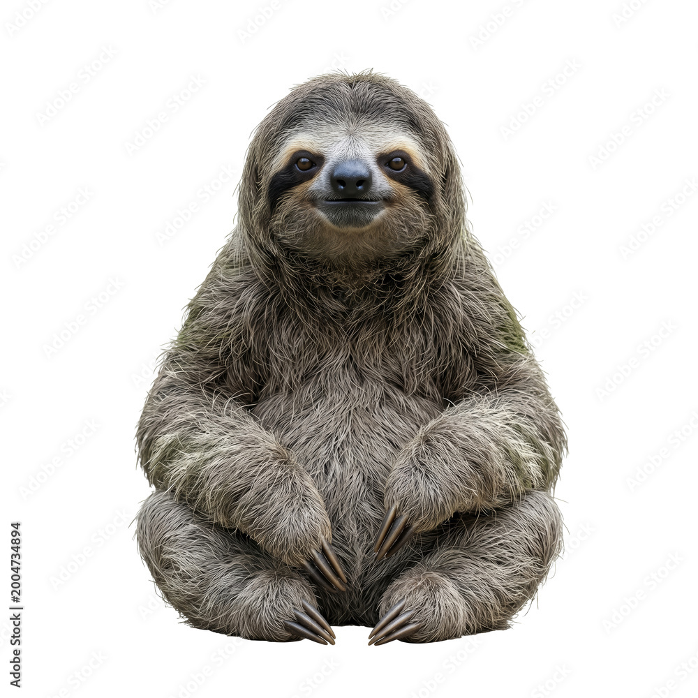 Fototapeta premium Adorable two-toed sloth PNG cutout, isolated on a transparent background for versatile design elements, perfect for digital art and creative projects.