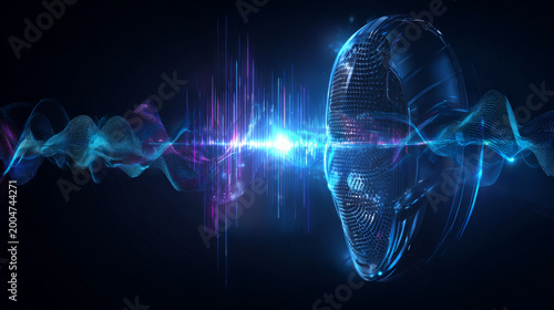 vector illustration of smart voice assistant technology artificial intelligence concept, audio wave background.