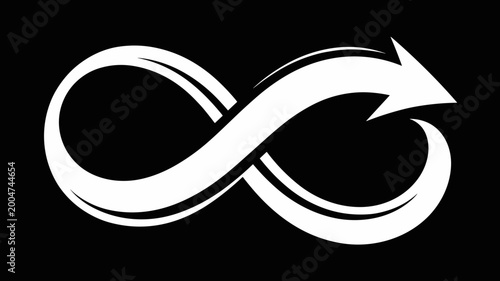 Minimalist infinite motion arrow – Great for workflow automation, lifetime services, or seamless integration branding.
