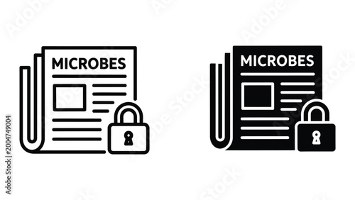 Canvastavla Secured newspaper icon with microbes text and padlock
