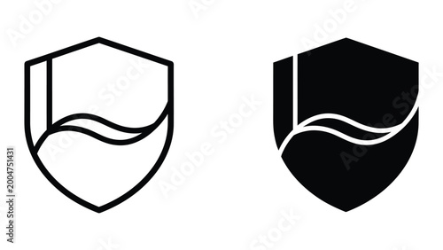 Schilderij op canvas Minimalist shield with wave design in two color versions
