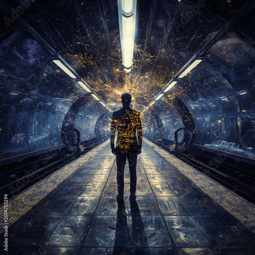 Golden Sparks in the Underground — A Surreal Moment of Power and Stillness
