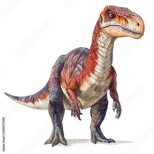 Tableau sur toile Parasaurolophus, illustration watercolor artwork with subtle gradients and elegant contours, isolated on a white background