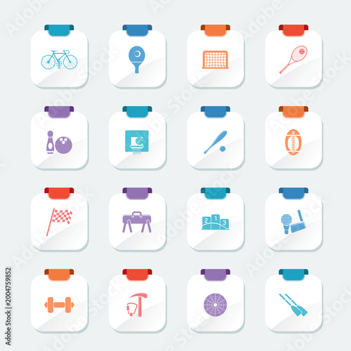 Foto Bright Simple Sports gear and tools icons - vector icon set