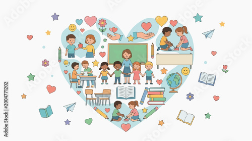 A heart shaped of unity shows the kindness and education for kids