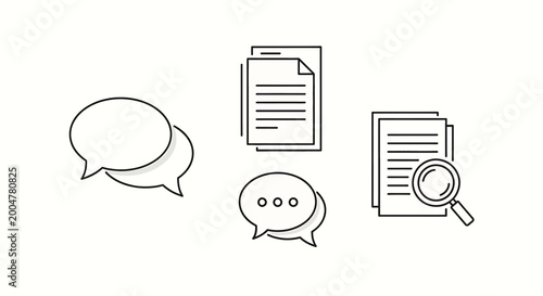 Canvas Print Black and white line art icons.