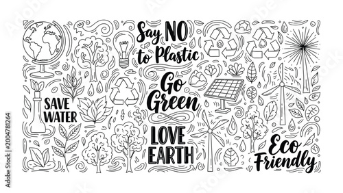 Foto Eco-Friendly Calligraphy: An artistic eco-friendly calligraphy, expressing the spirit of love for earth and sustainable lifestyle