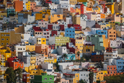 Travel Destinations. Sunny View of Picturesque Old Town With Colorful Houses At Gran Canaria Island Located in Ciudad Alta in Las Palmas City. March 2026