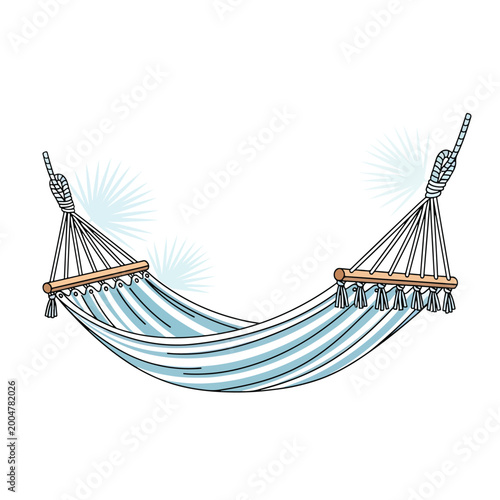 Foto Hammock with wooden spreader bars.