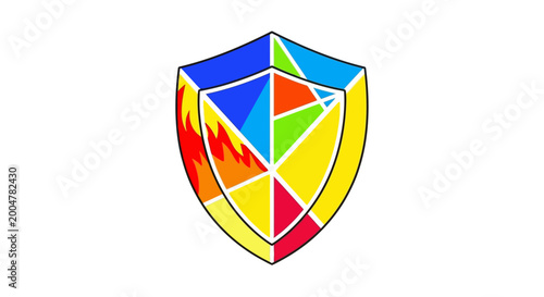 Multicolored Shield Icon Graphic Design. Free Download Multicolored Shield Icon Graphic Design. - GFXLoad