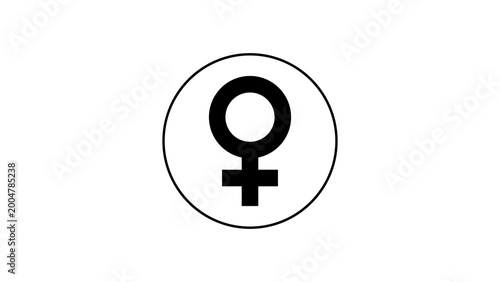 Female Gender Symbol Icon in Circle Women Sign, Gender Equality and Feminism Concept