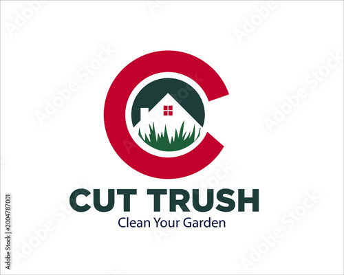 cut grass garden logo designs for home care