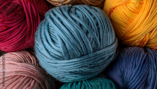 colorful wool yarn balls close up macro texture