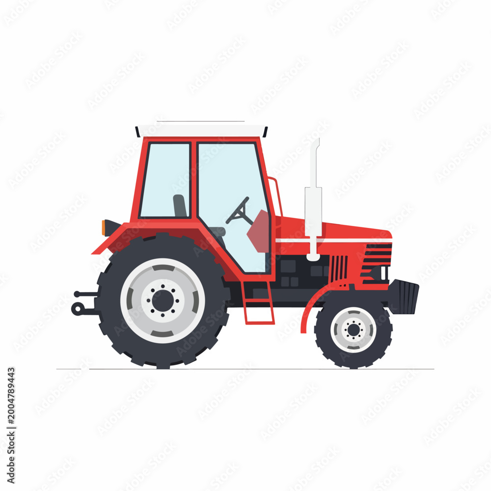 Obraz premium Red Tractor with Large Tires.