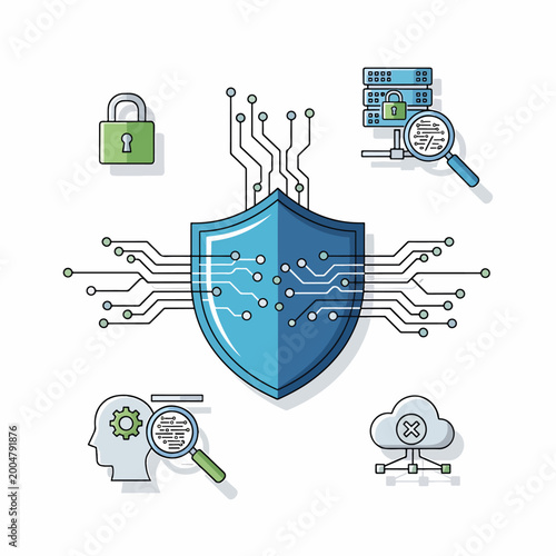 Digital Shield Protects Cyber Security System.